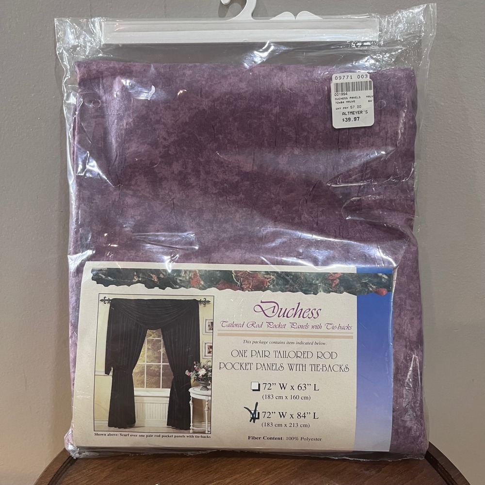 Achim Duchess Mauve Rose Rod Pocket Curtain Panels 72x84 Vtg Regency Style 950